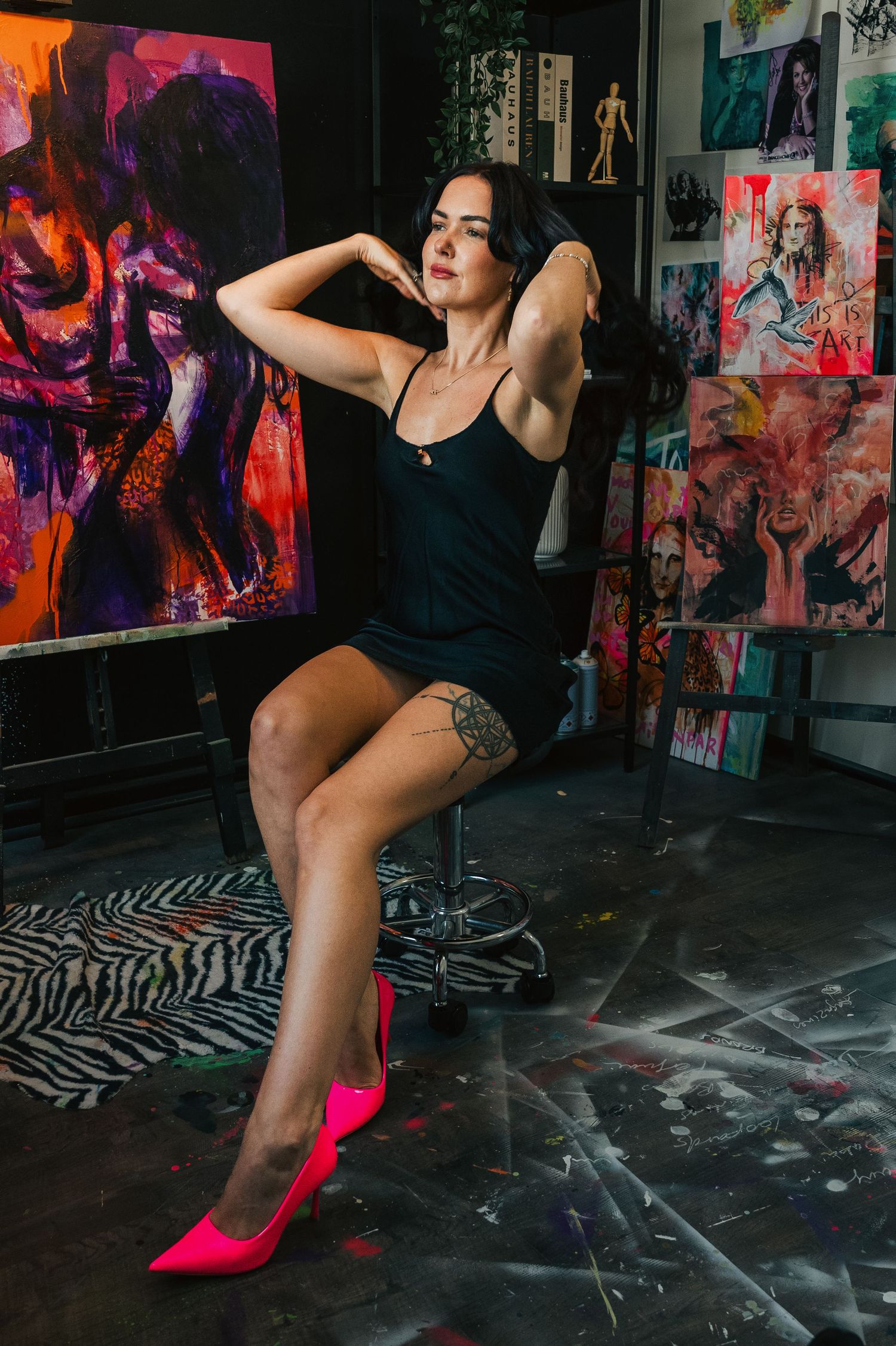 Creative personal branding portrait with bold fashion styling