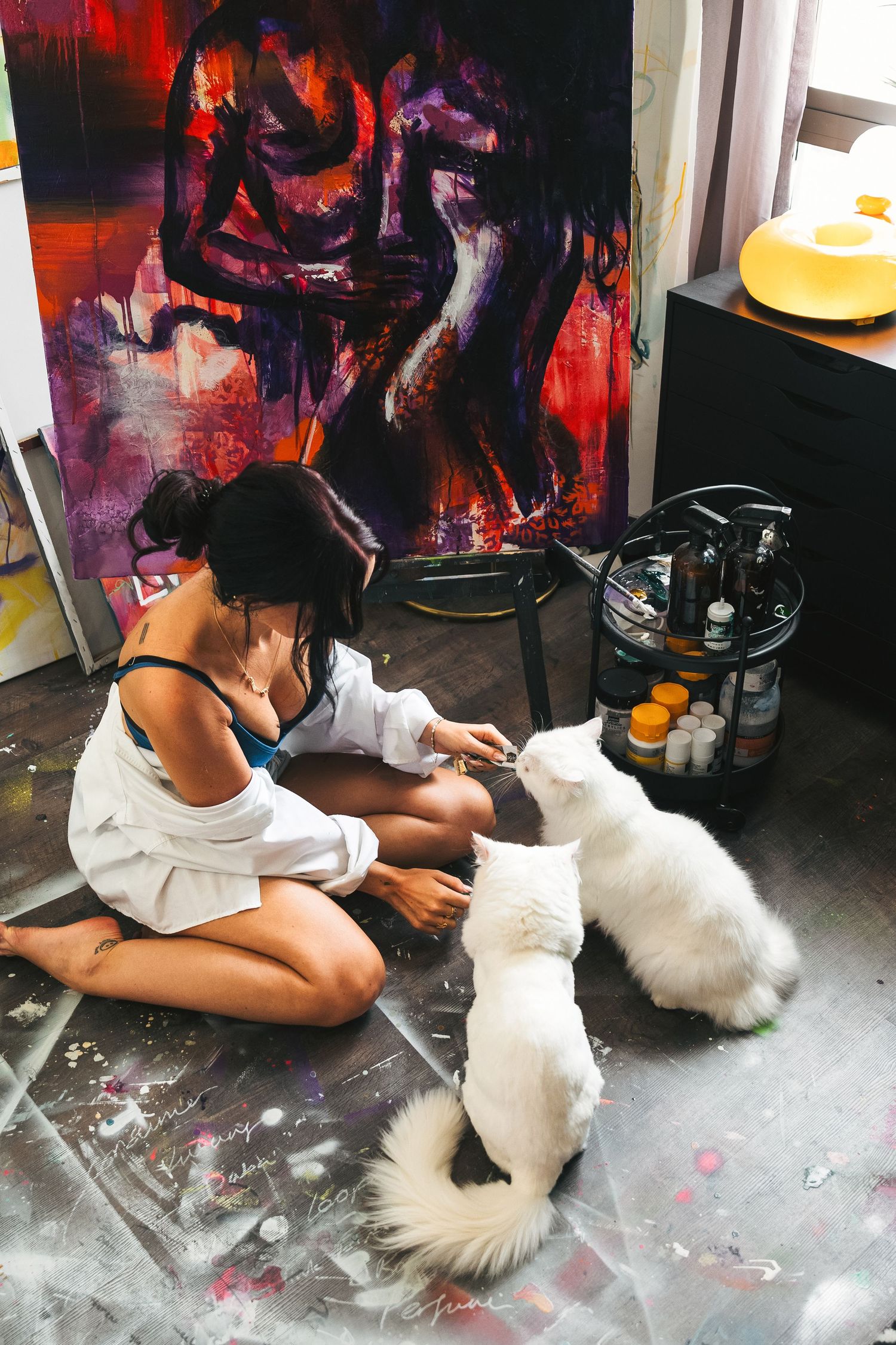 Personal branding photoshoot of artist working in creative studio