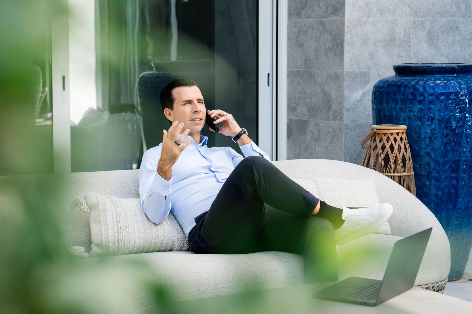 Executive lifestyle branding portrait captured in modern villa