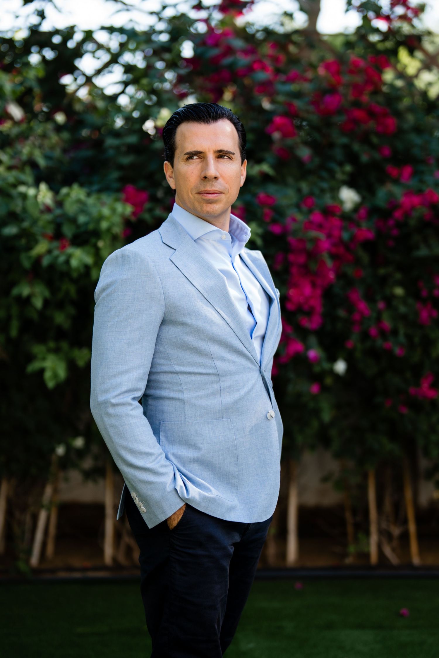 Professional personal branding photography session in garden setting