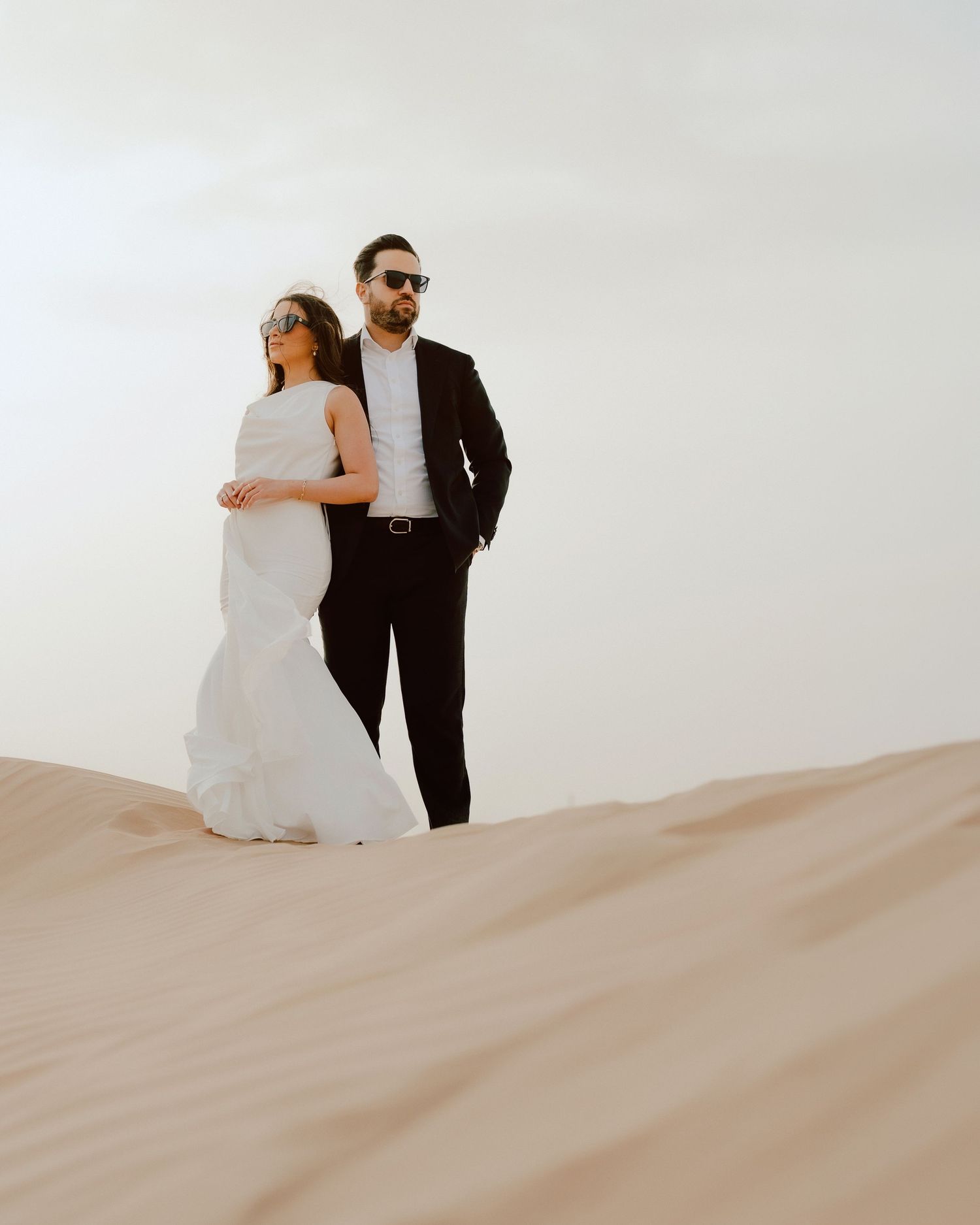 Romantic bride and groom portrait during wedding celebration