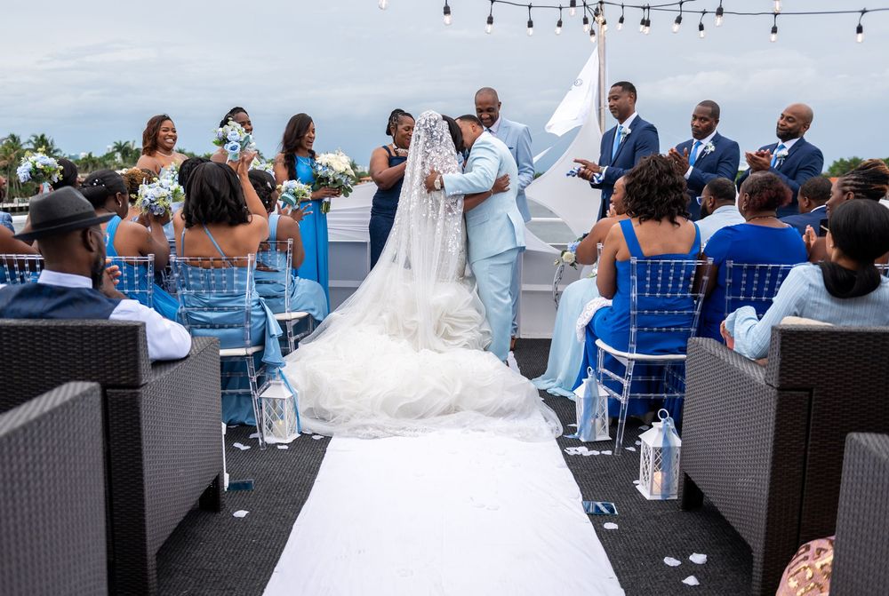 Yacht wedding ceremony setup on Sun Dream Yacht Caprice deck