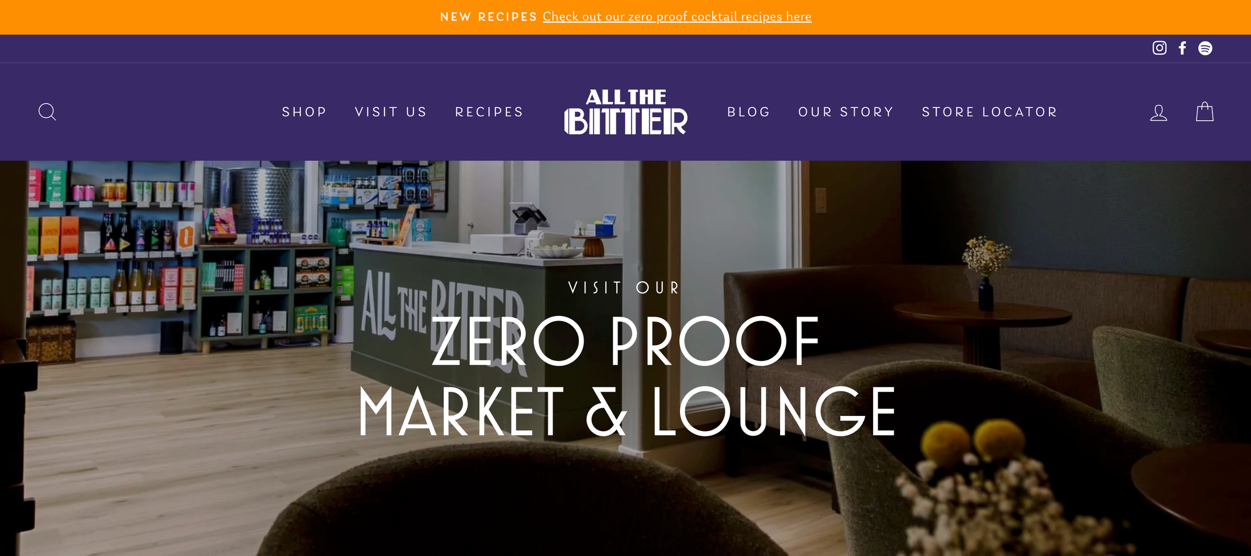 Sleek modern bar and lounge interior with purple mood lighting and comfortable seating areas.