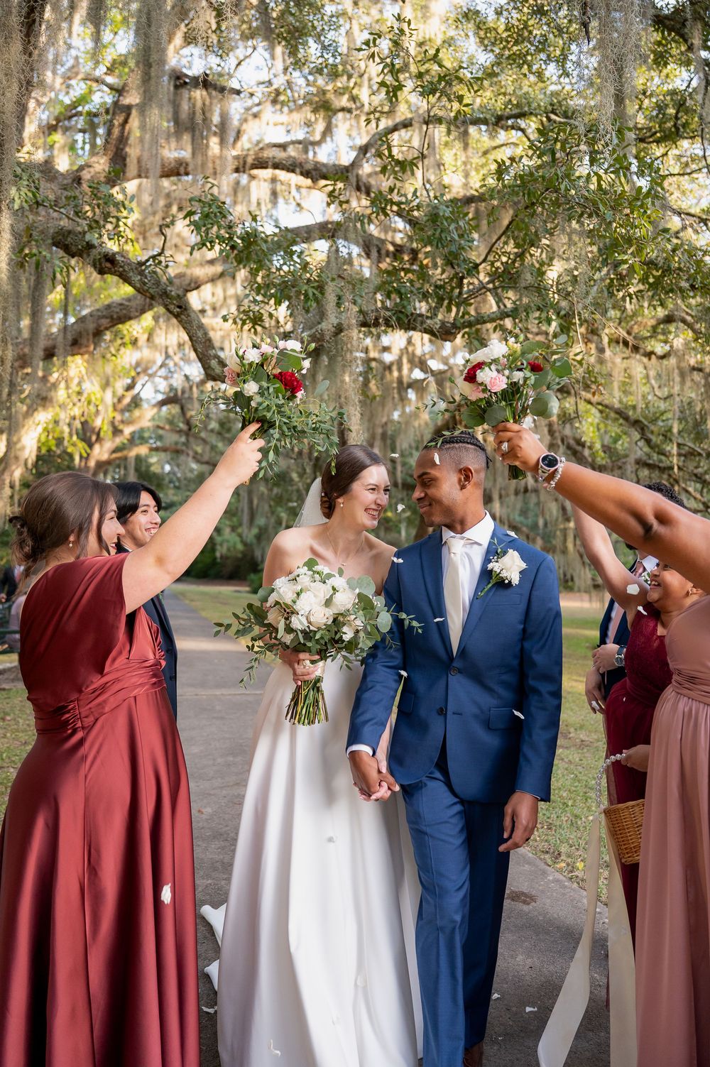 Wedding party photos at Brookgreen Gardens