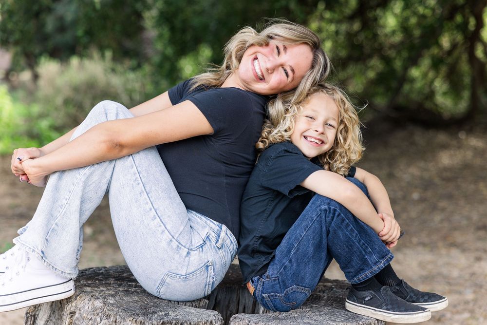 Outdoor family photo session in Southern California with natural interaction