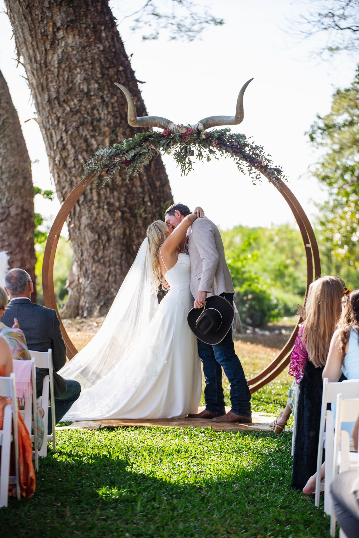 First kiss at country Port Douglas Wedding