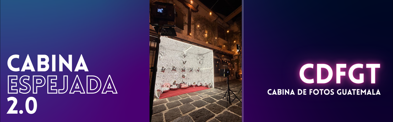 Cabina Espejada en Guatemala con set premium brillante para fotos en eventos