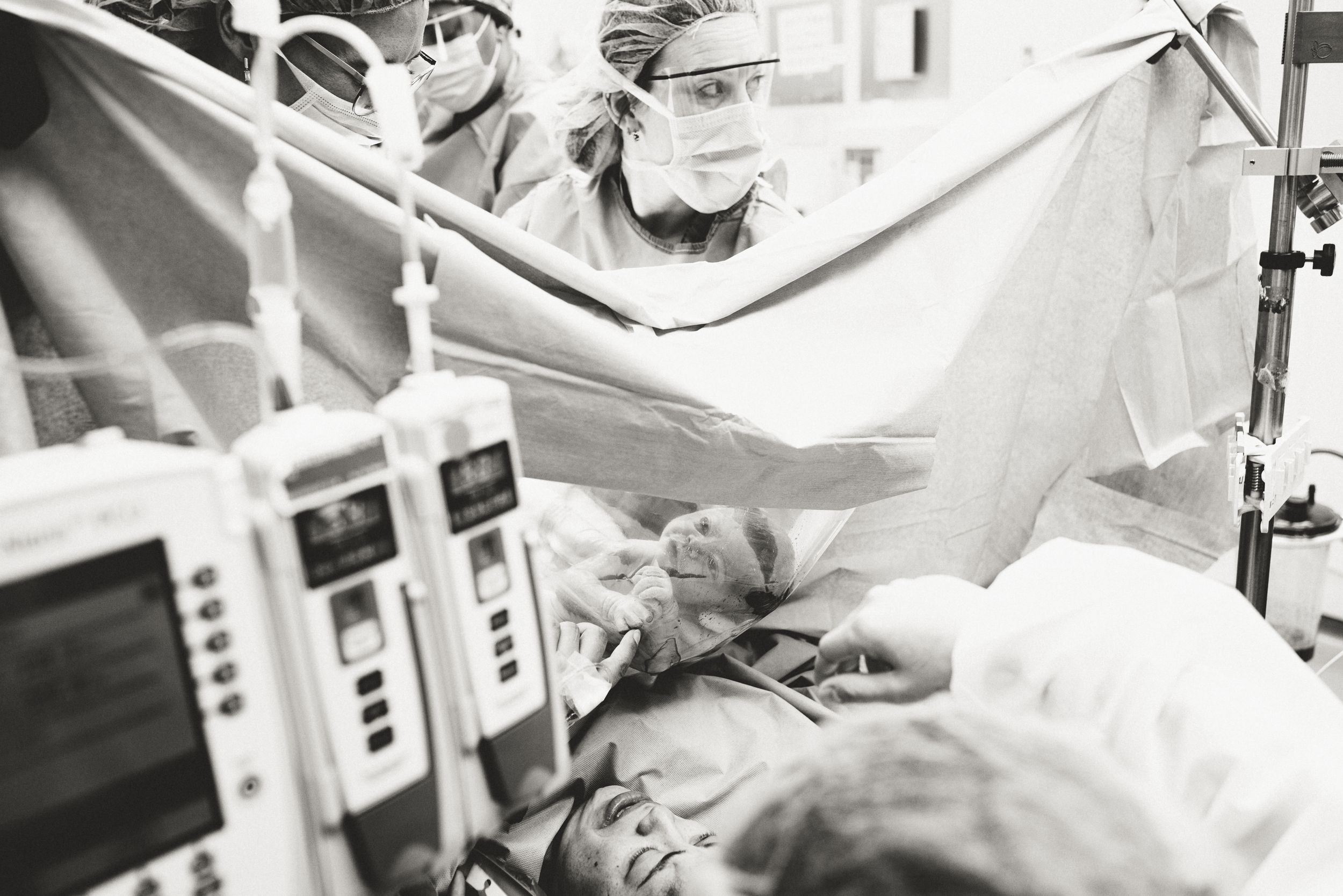 Cesarean section at Vanderbilt University Medical Center documented by Disney Magic Photography, local Nashville newborn photographer.