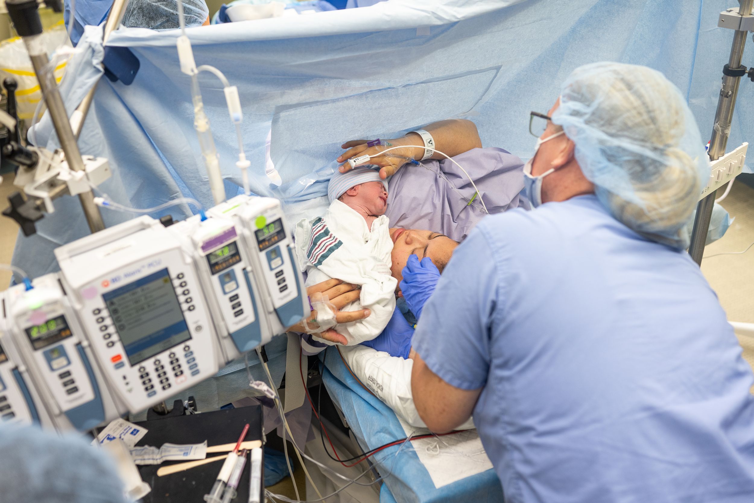 Cesarean section at Vanderbilt University Medical Center documented by Disney Magic Photography, local Nashville newborn photographer.