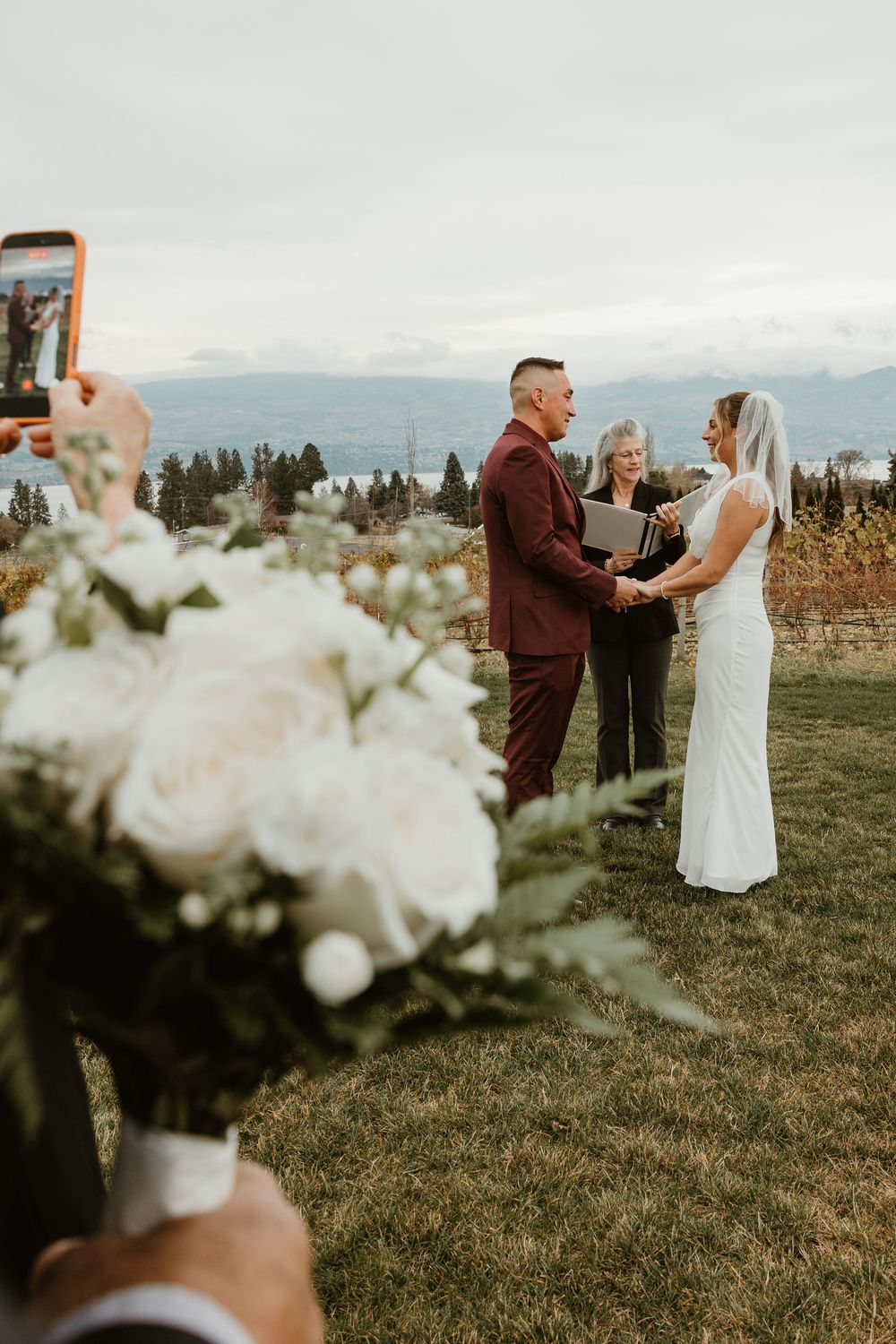 photo of bride and groom during ceremony in west kelowna bc