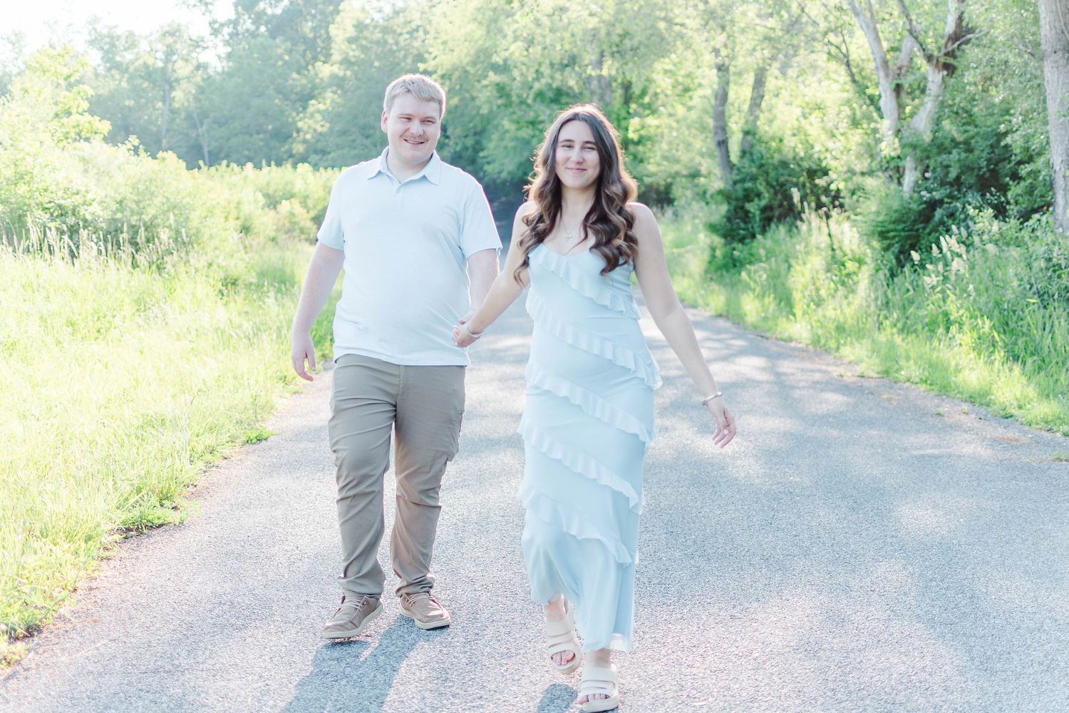 Engagement session at Quemahoning Reservoir in Johnstown Pennsylvania, leading one another