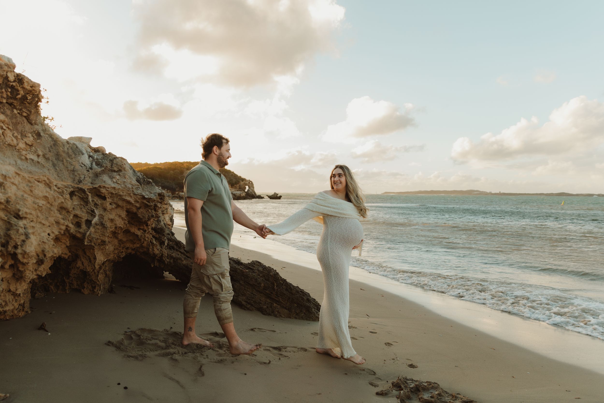 Maternity beach  cinematic, couple, motherhood photographer, rockingham maternity Perth maternity photographer, Rockingham beach