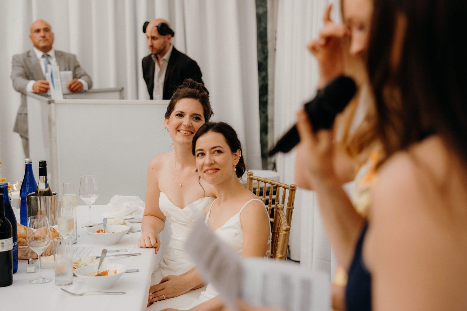 A classy wedding reception dining at the Sanctuary Roosevelt Island