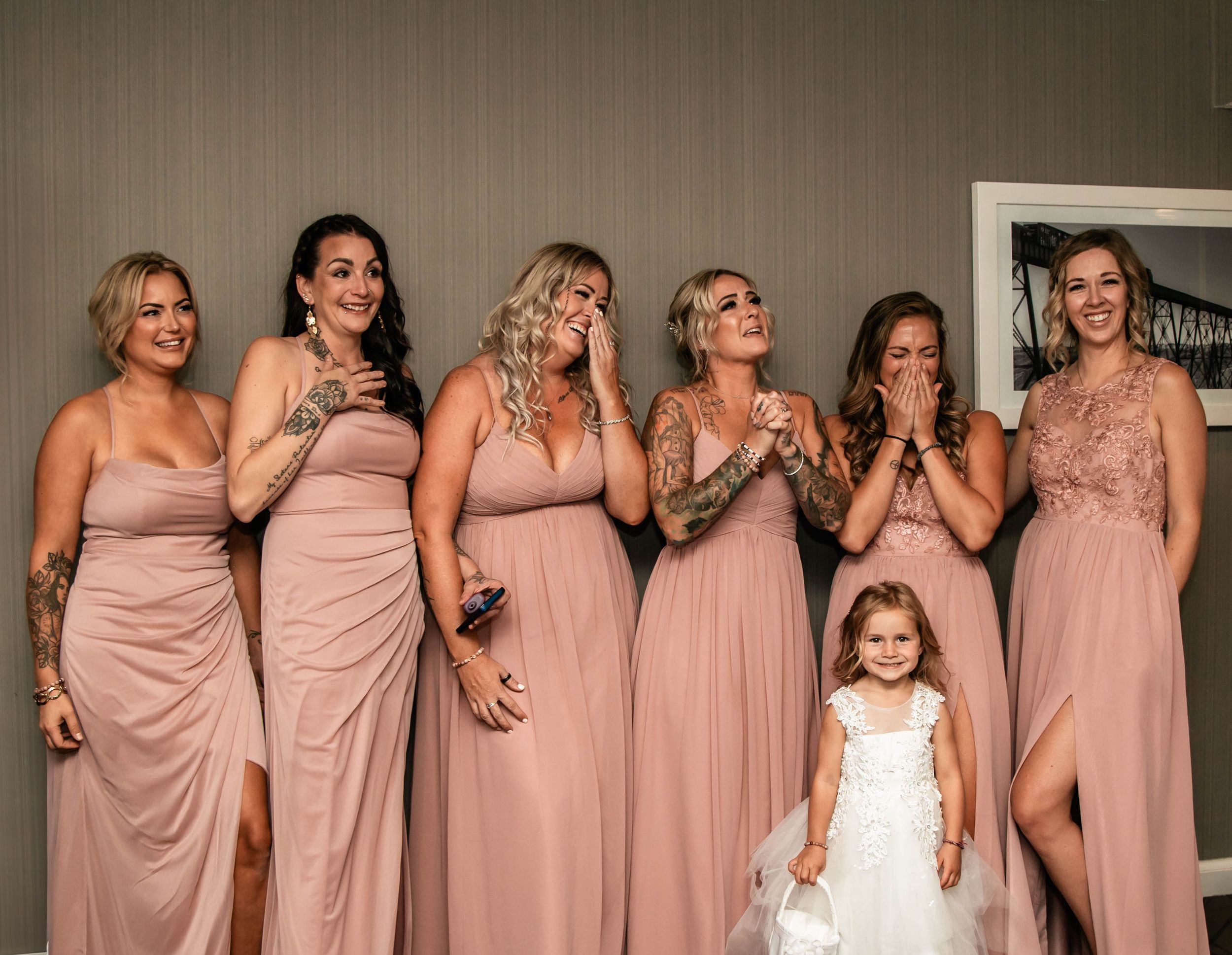 first look with bridemaids