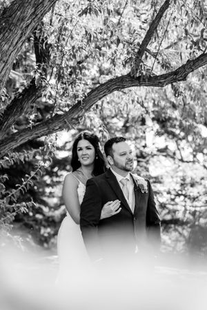 black and white shot of couple