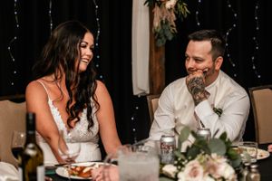 couple looking at each other during reception
