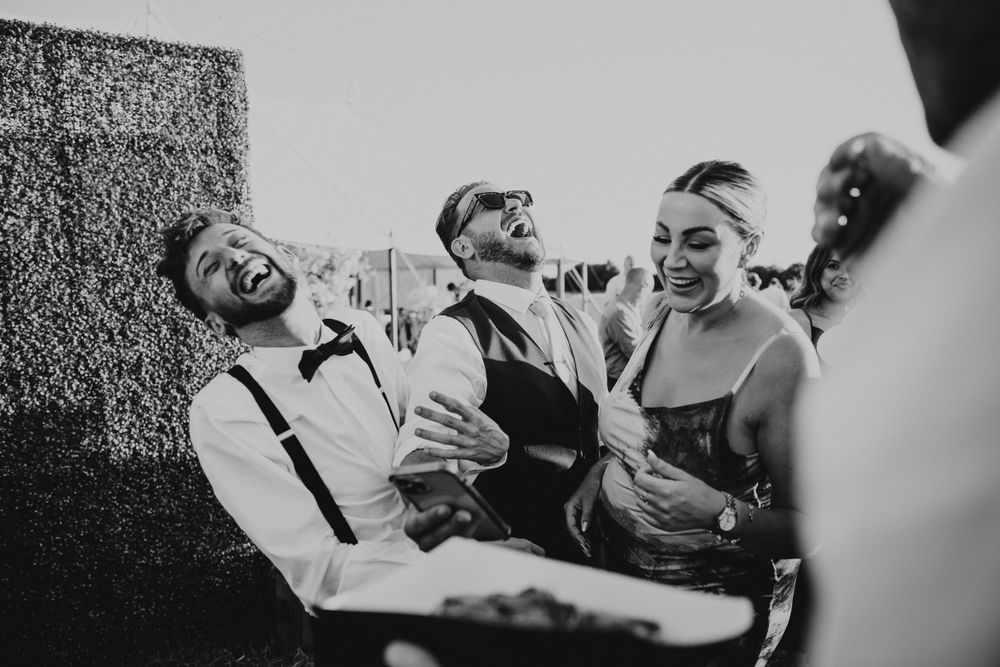 wedding reception guests having a great time . Somerset wedding photography