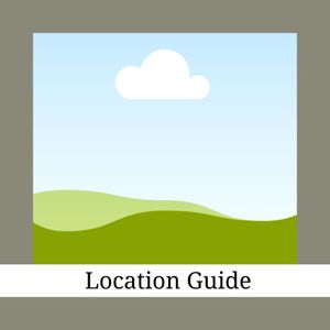 Three identical landscape placeholder images with gray and green gradient backgrounds and white cloud shapes.