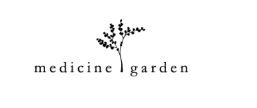 Medicine Garden brand logo featuring a minimalist botanical illustration and elegant typography.