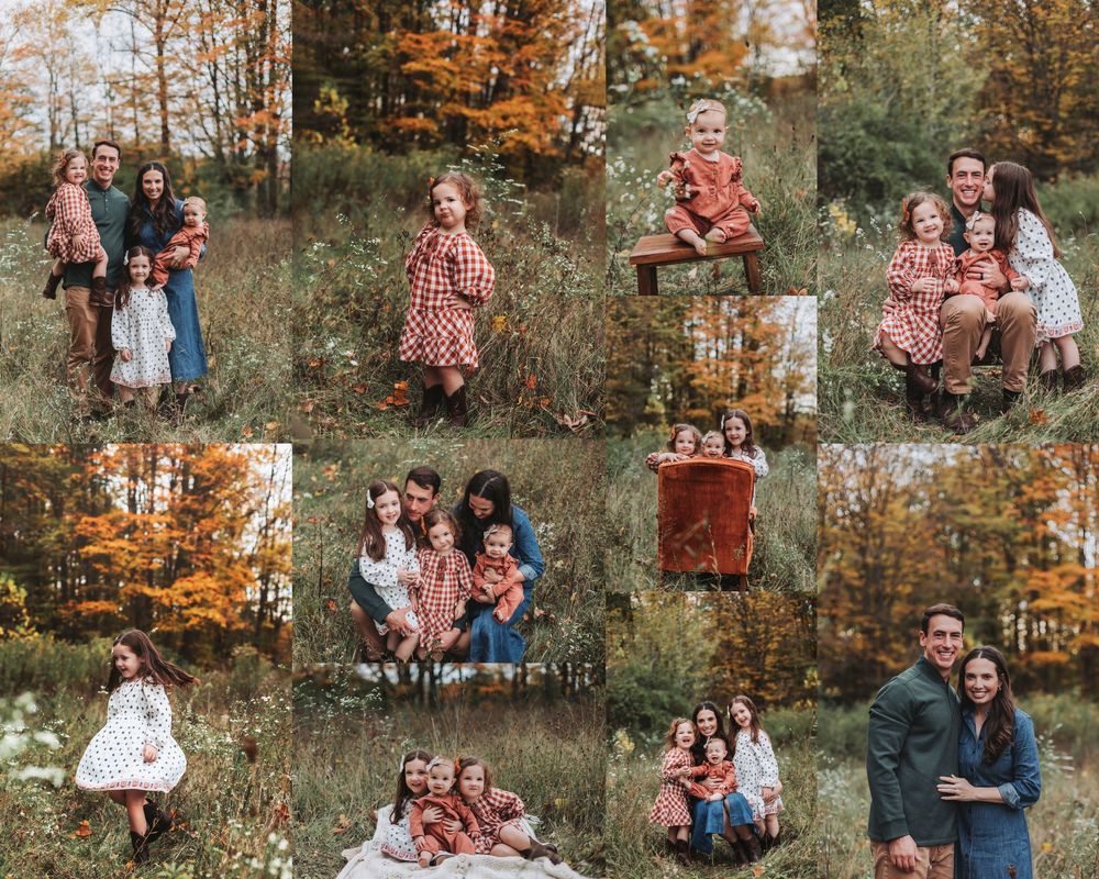 Fall family photo session with autumn colors and natural outdoor setting.