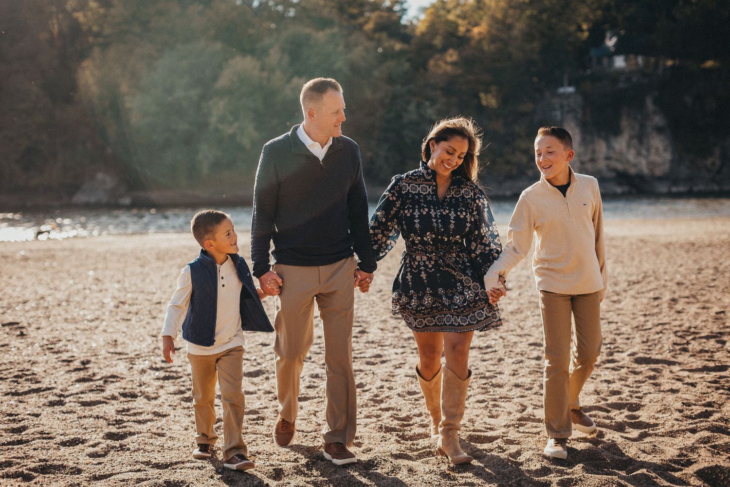 Family walking on the beach
