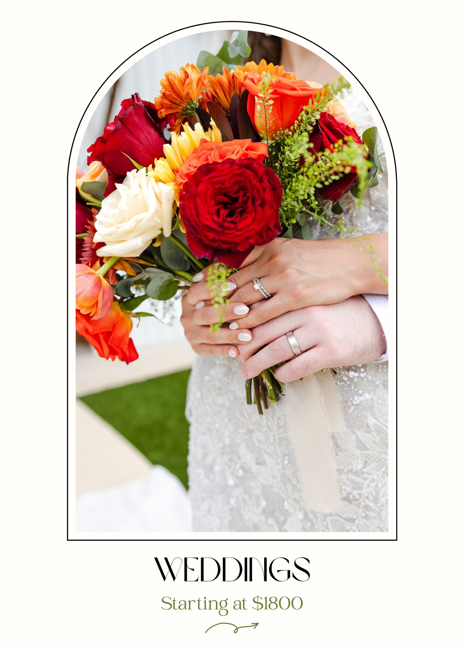 Wedding packages starting at $1800, click here for ore details and transparent pricing