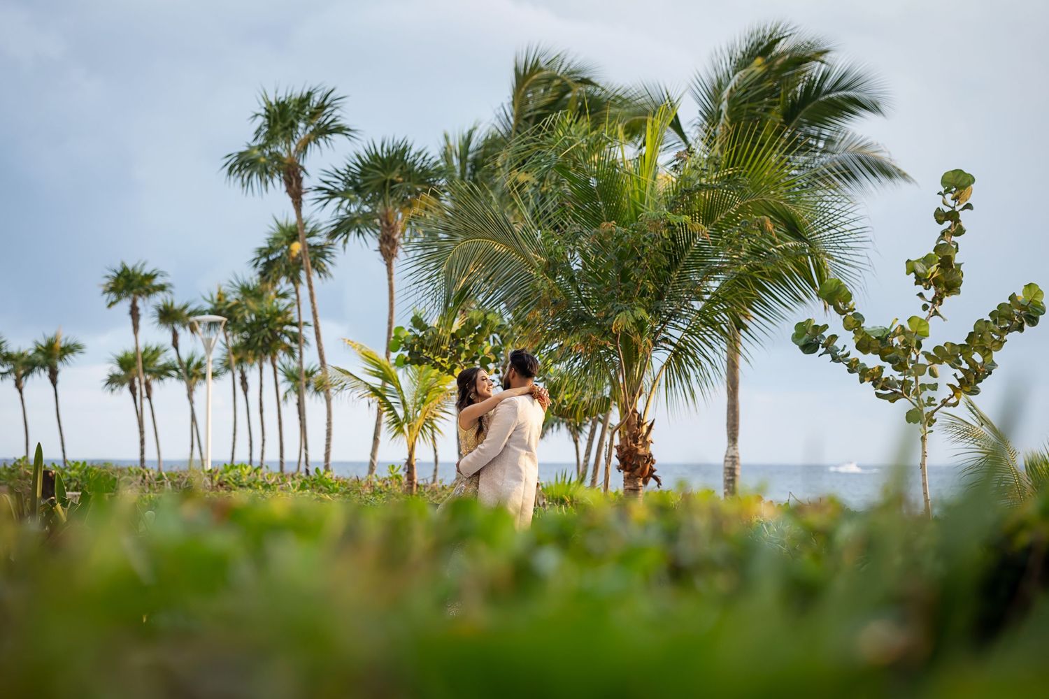 Couple portraits during Indian destination wedding at Barceló Maya Palace in Riviera Maya