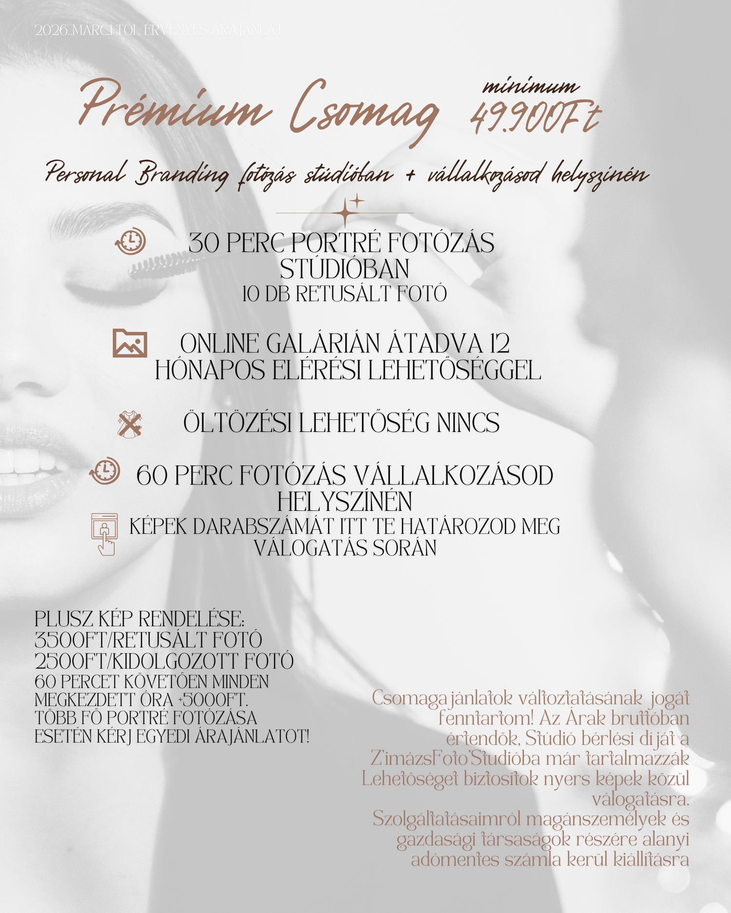 Blurry white text on a light gray background showing Hungarian language premium package details.