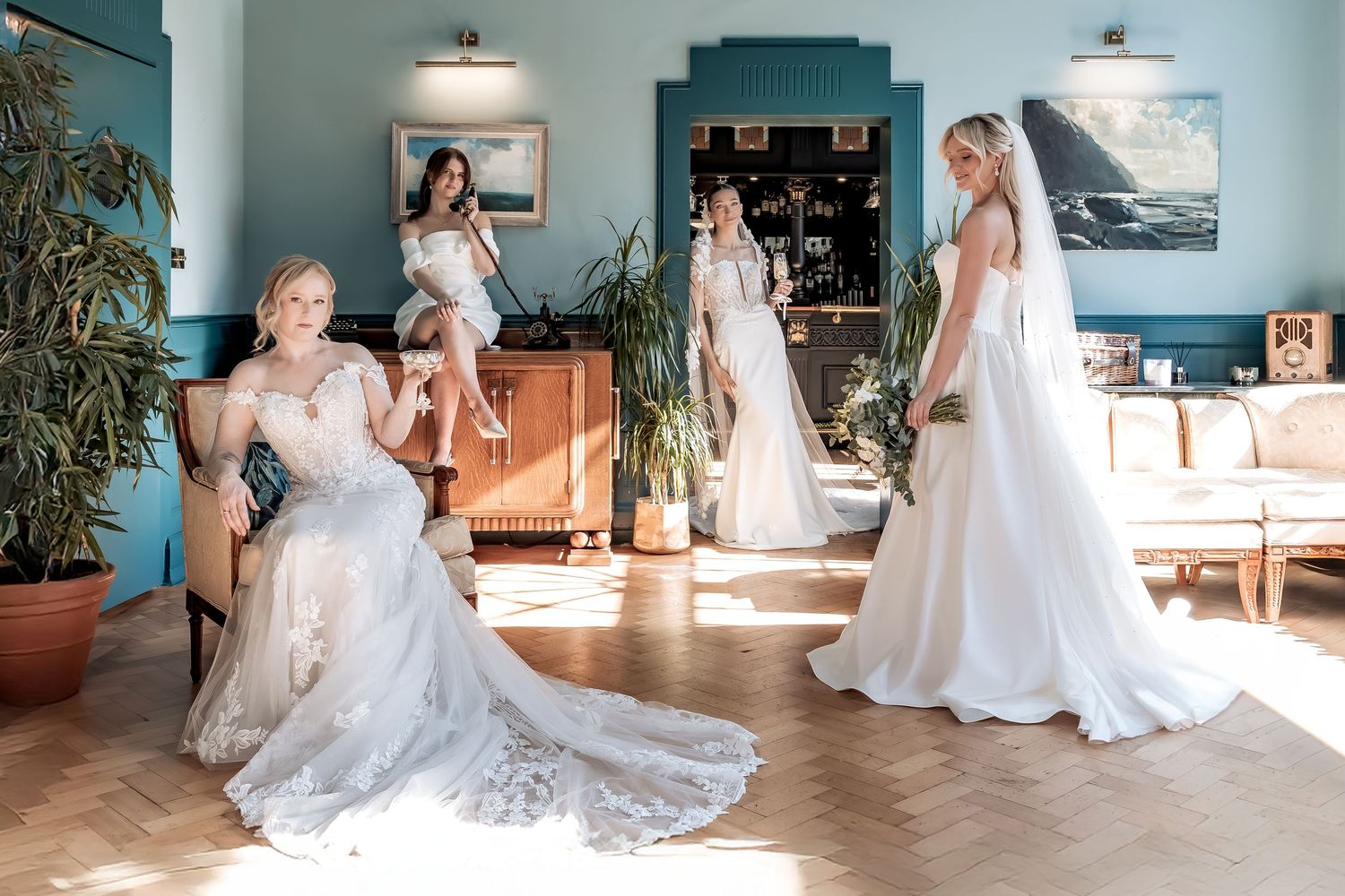 Posed bridal image in a scenic setting at Charlotte House, Lincoln.