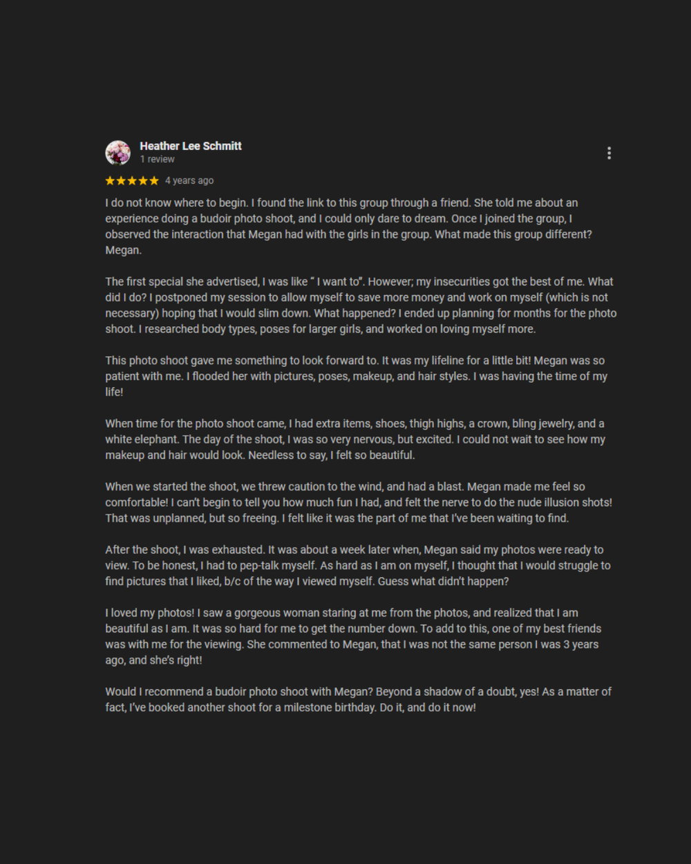 A dark screenshot of text messages or social media posts showing multiple paragraphs of white text on a black background.