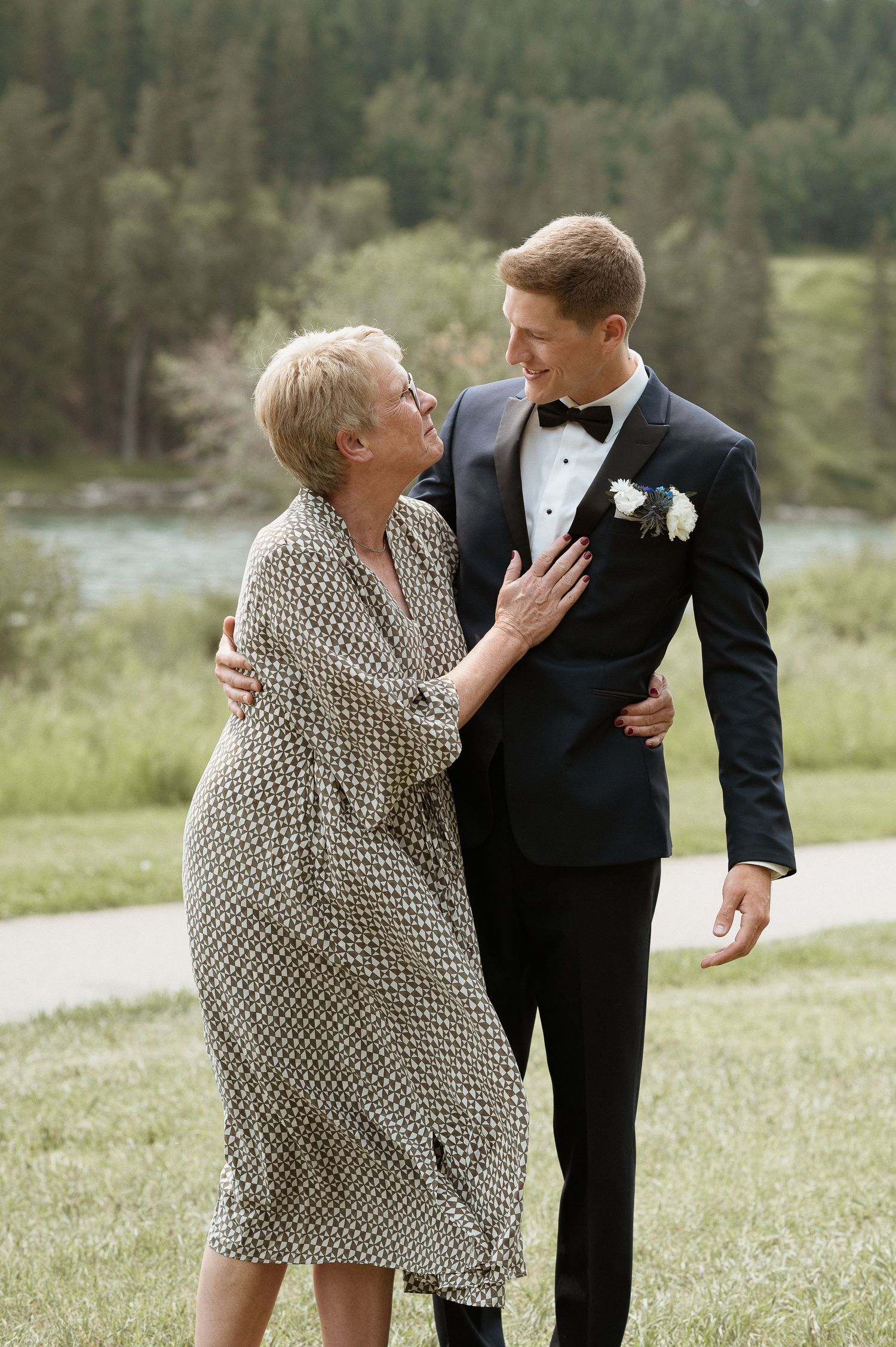 Groom with his mother portrait