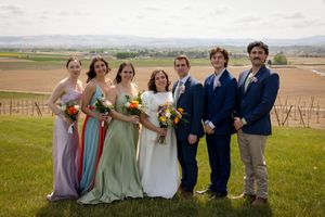 bridal party at Garman Hill Wilder, Idaho overlooking valley