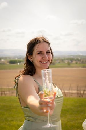 bridesmaid with spring glasses with a cheers
