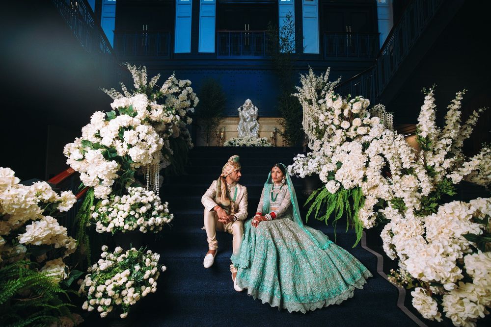 Elegant South Asian wedding at Casa Cipriani New York, with stunning floral decor and modern romance in every frame.