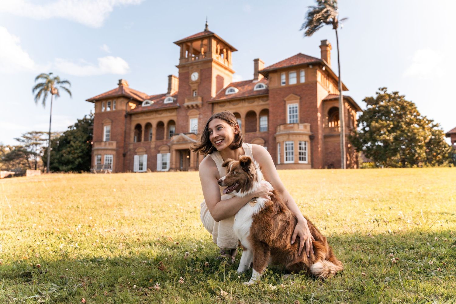 girl and her dog during a photoshoot in sydney