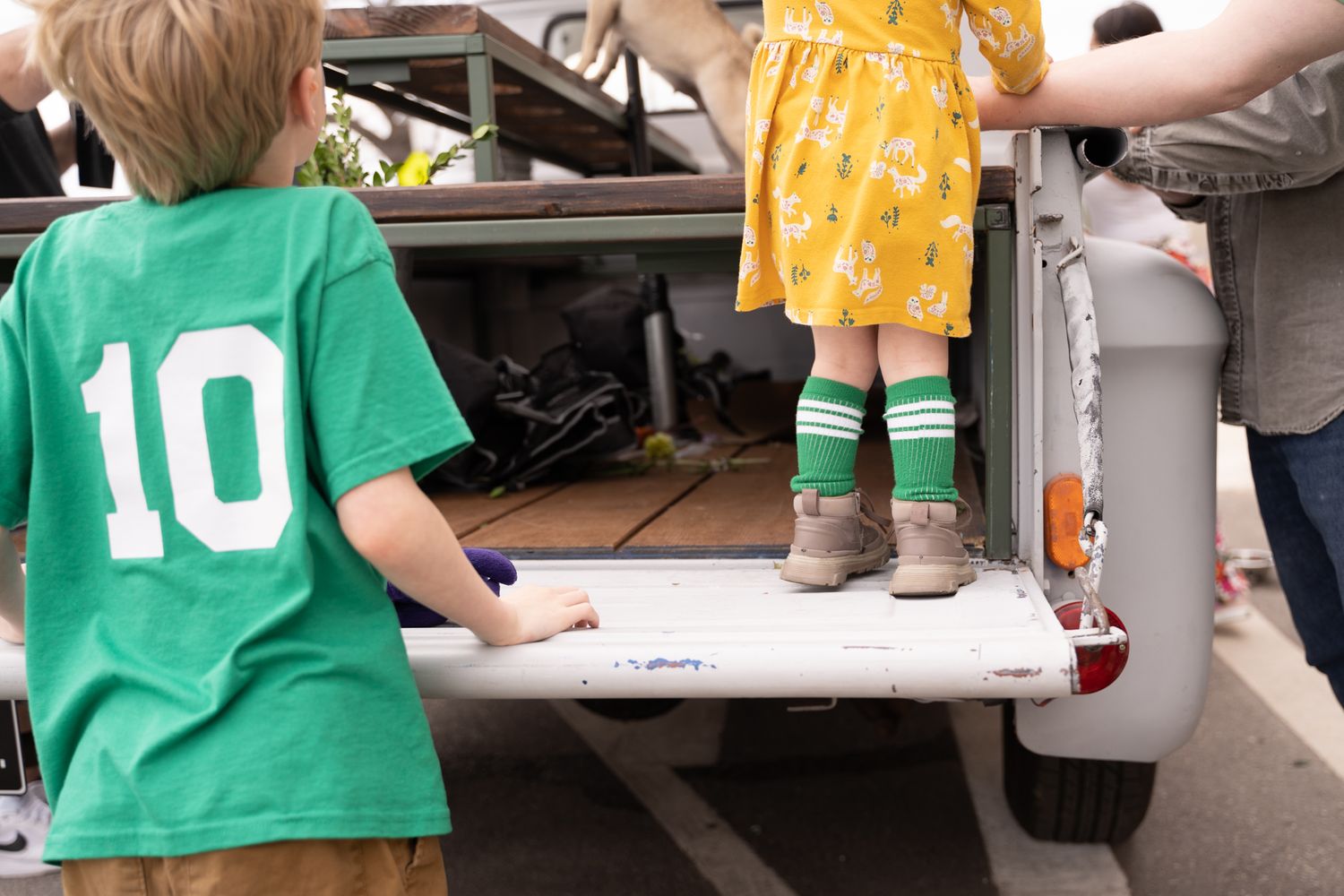two kids wearing green during St Patricks Day by Tulsa family Photographer