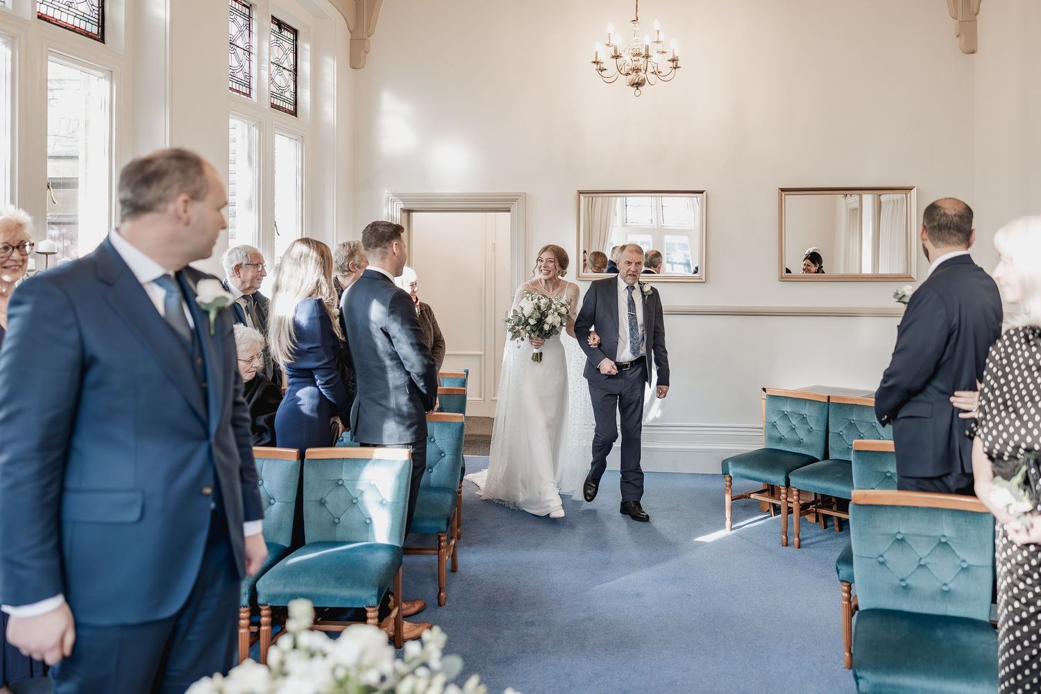 Unobtrusive documentary wedding photographer at Gilstrap Registry Office.