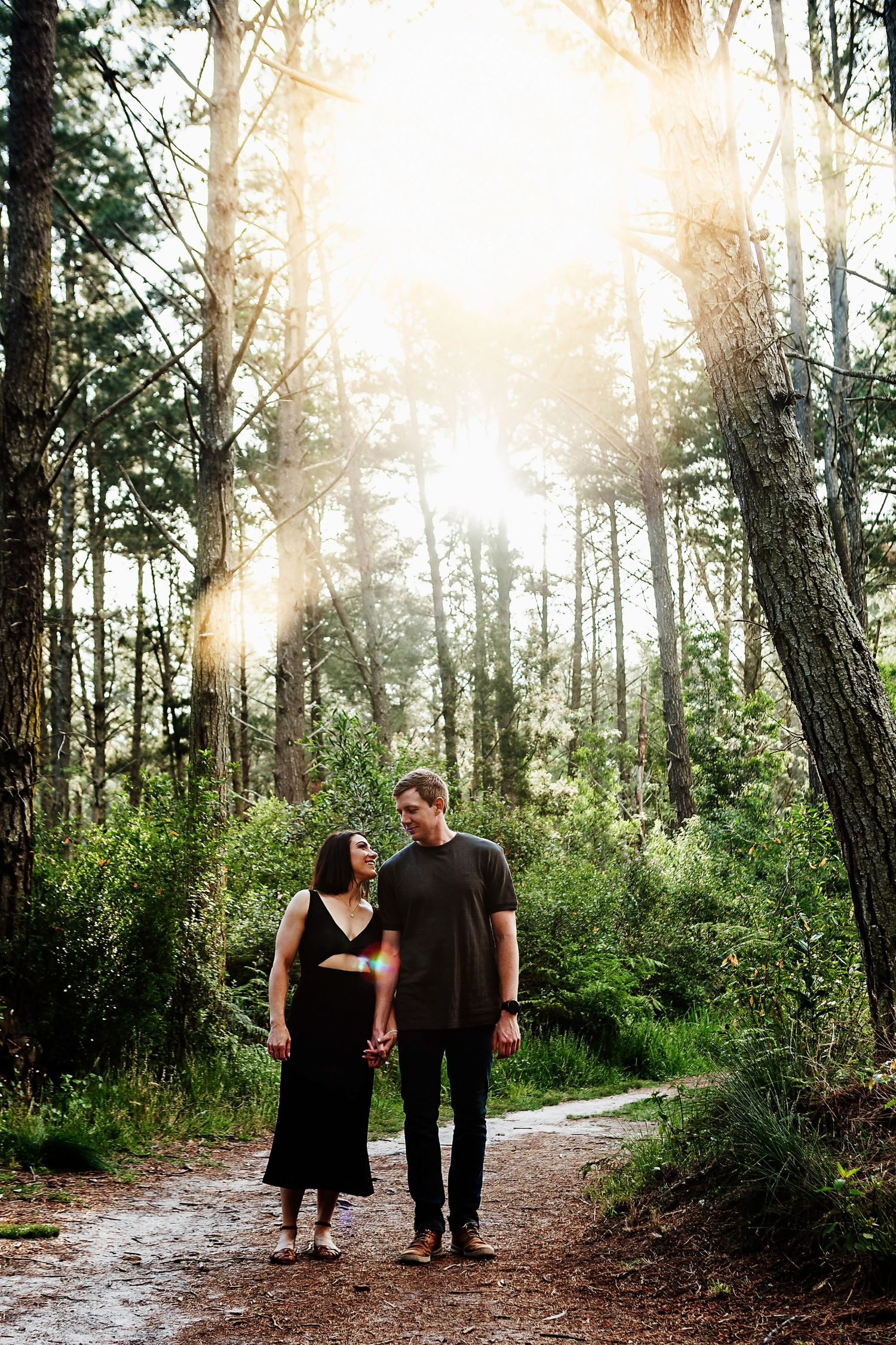 Couple's engagement session in the forest in George