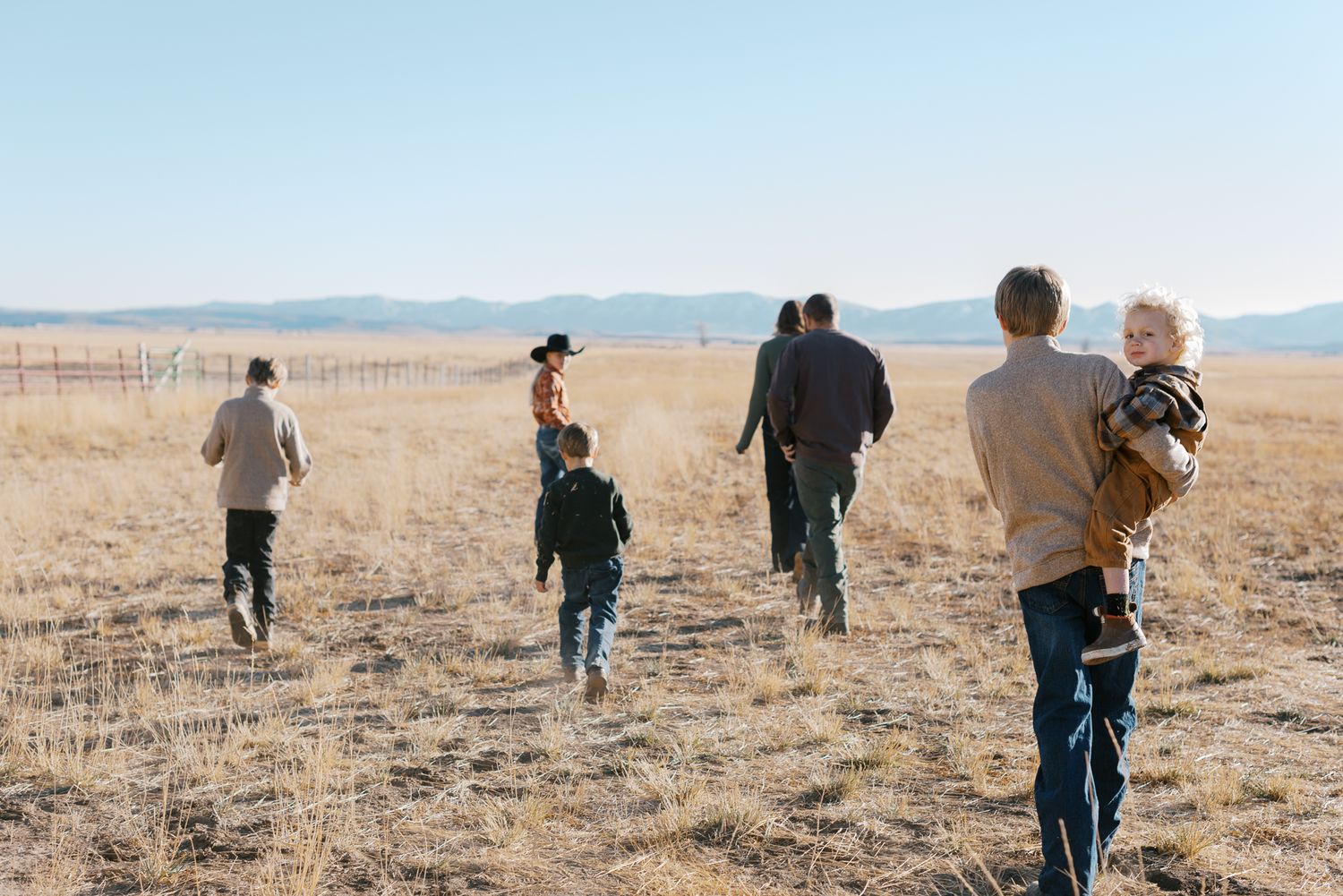 family all together with mountains in background fairfield idaho