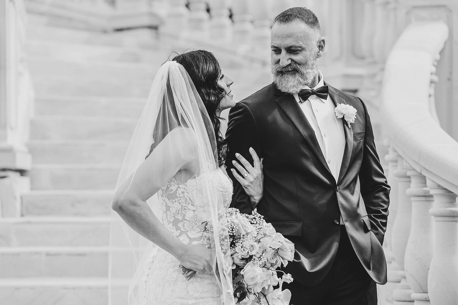 Intimate newlywed moment at a spring vineyard wedding