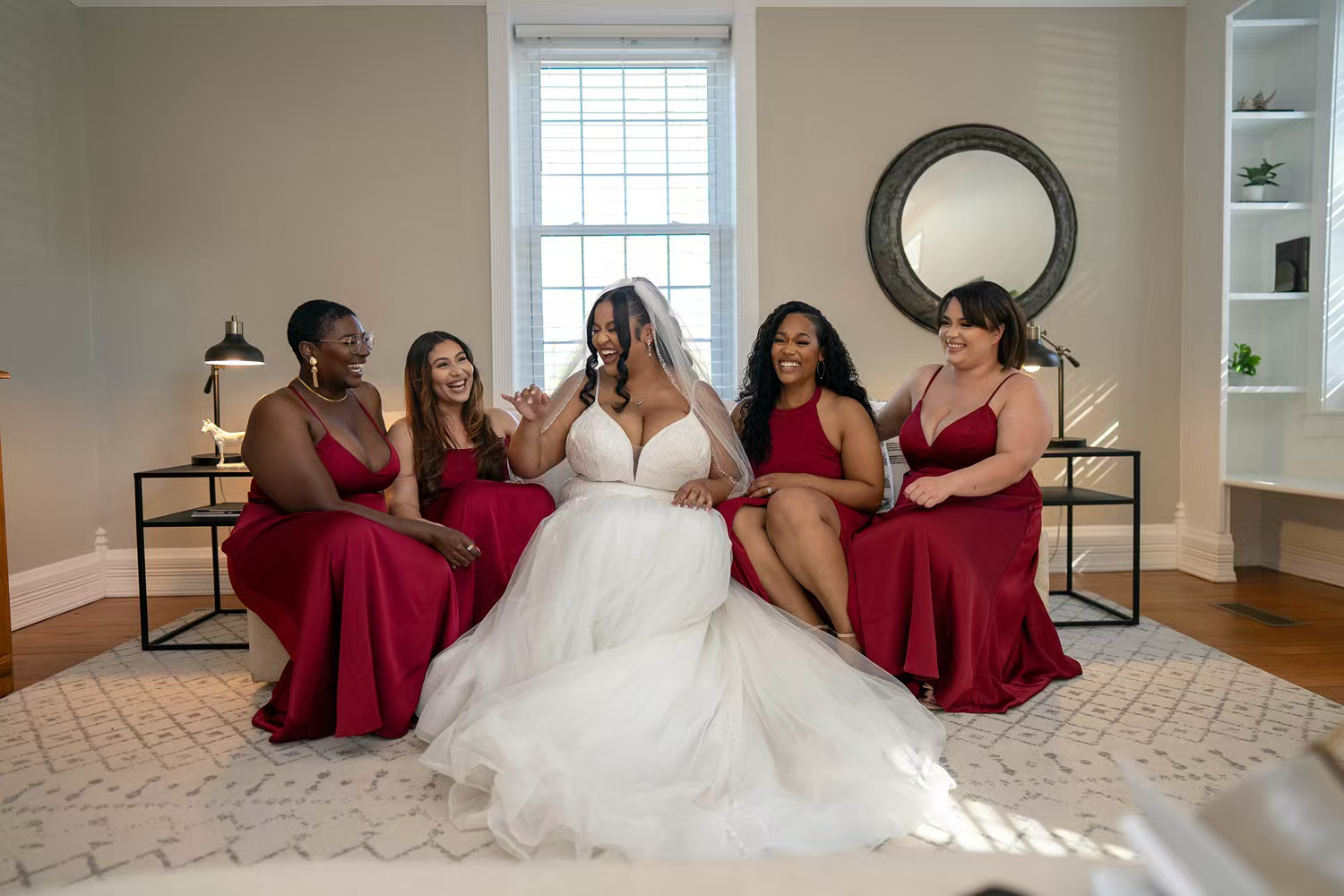 Alum Creek Farm Wedding indoor bridal party