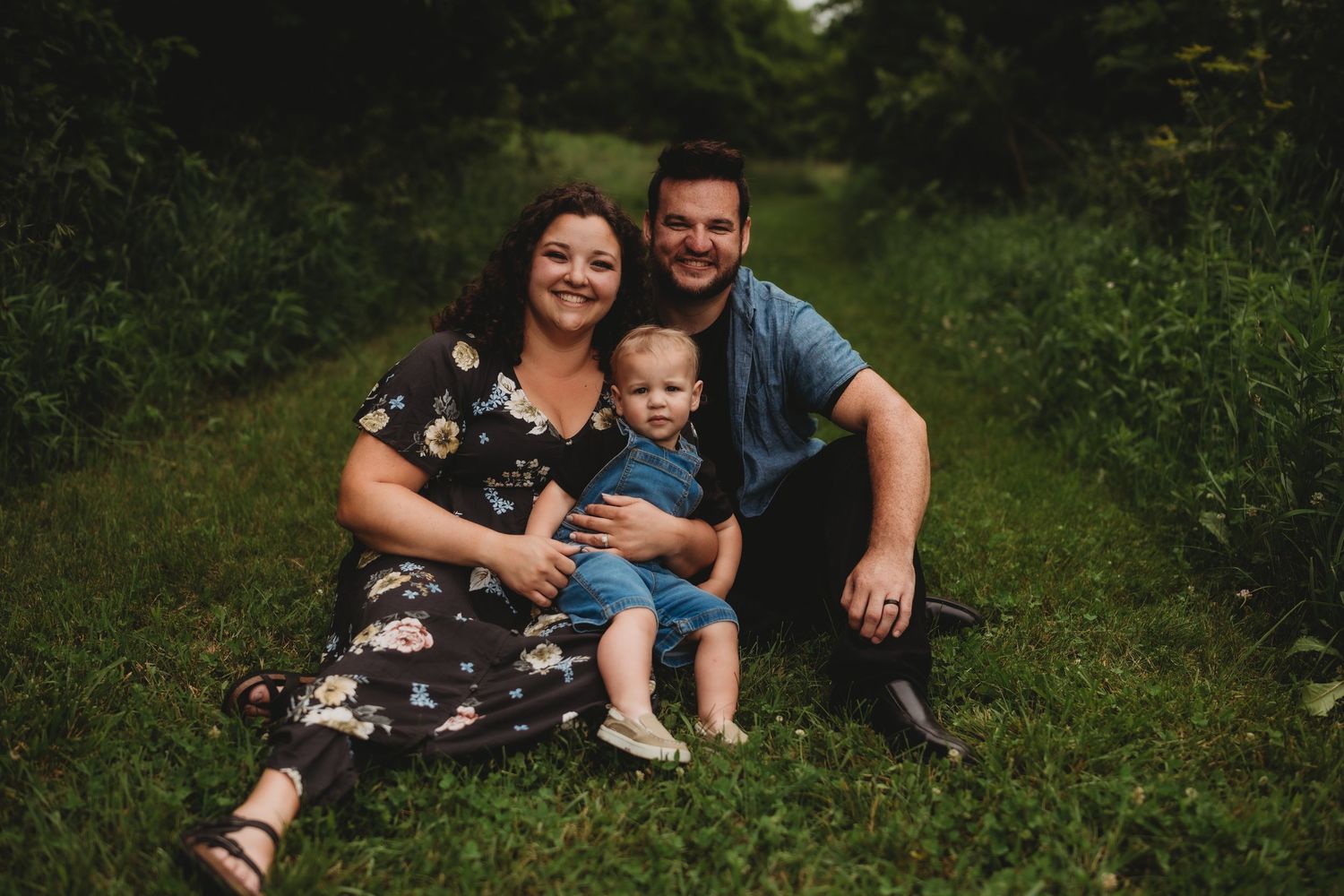 family photo, in grass