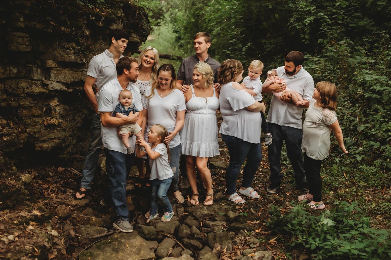 extended family photo, in creek