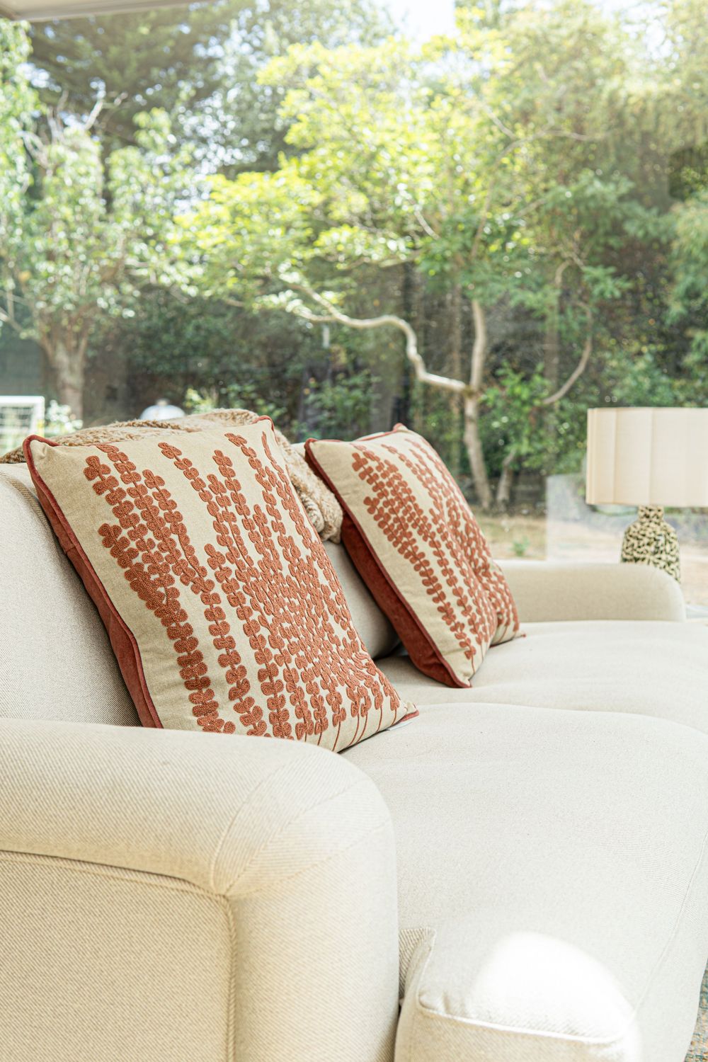 Close-up of interior styling details, highlighting layered textures, home décor and thoughtful design choices.