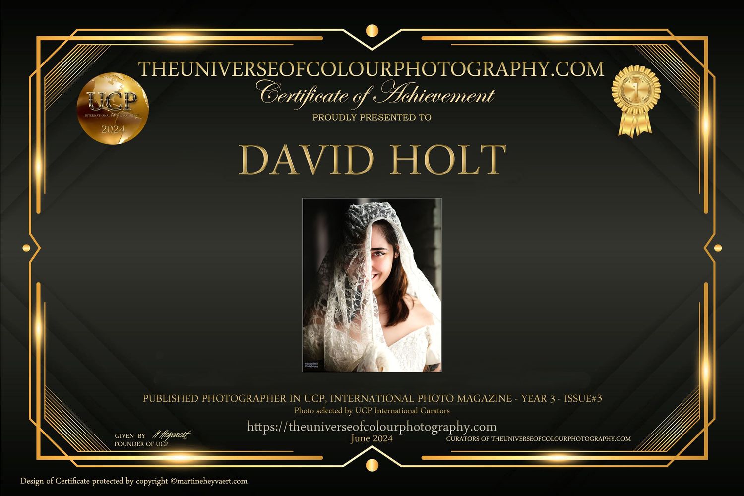 David G Holt Photography - Luxury photography branding banner with gold embellishments and dark background.