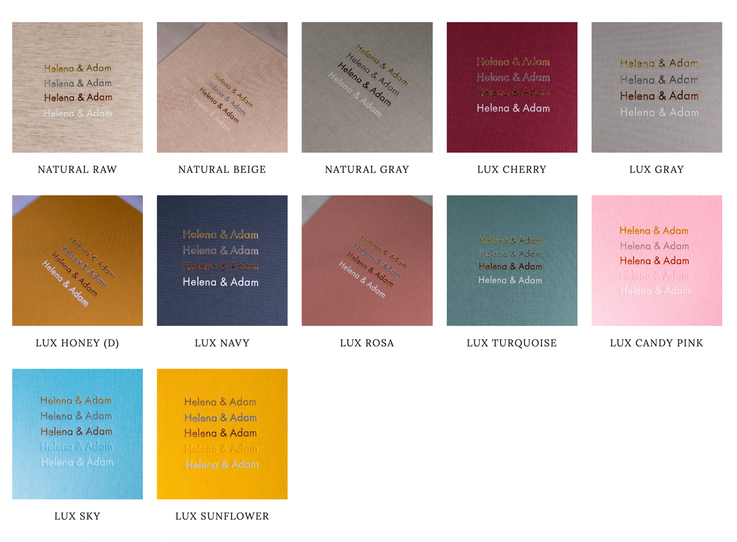 A collection of color swatches showing various shades of blue, pink, and beige arranged in a grid pattern.