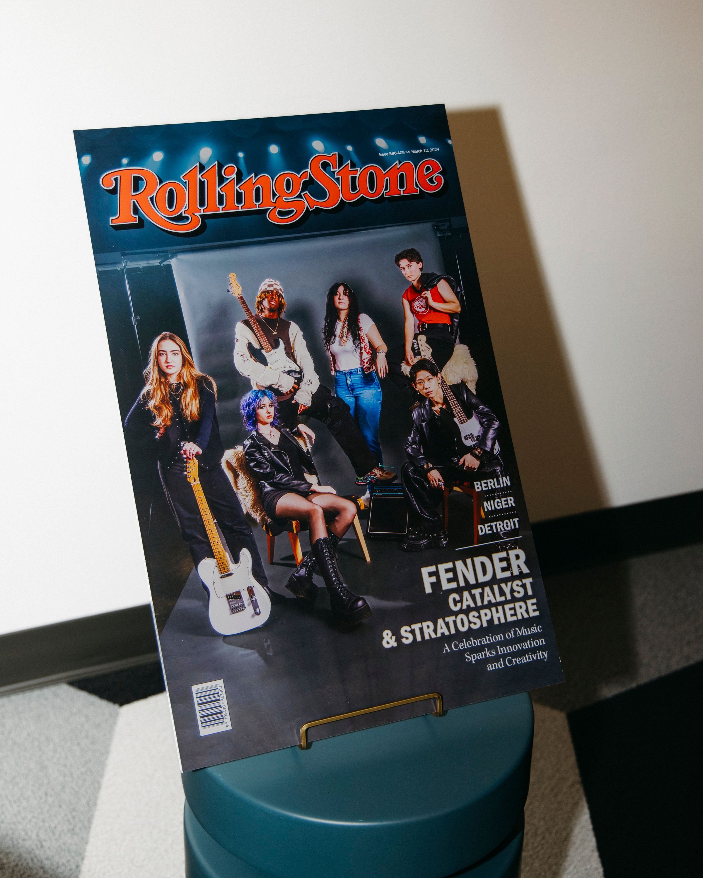 Mock Rolling Stone poster of a creative team for a professional Fender collaboration