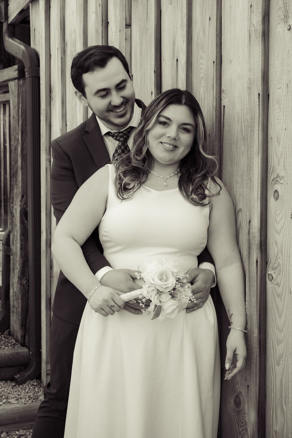 black and white wedding portrait