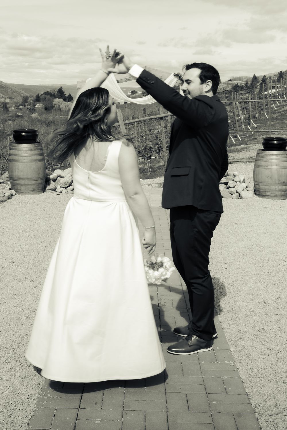 black and white motion wedding portrait