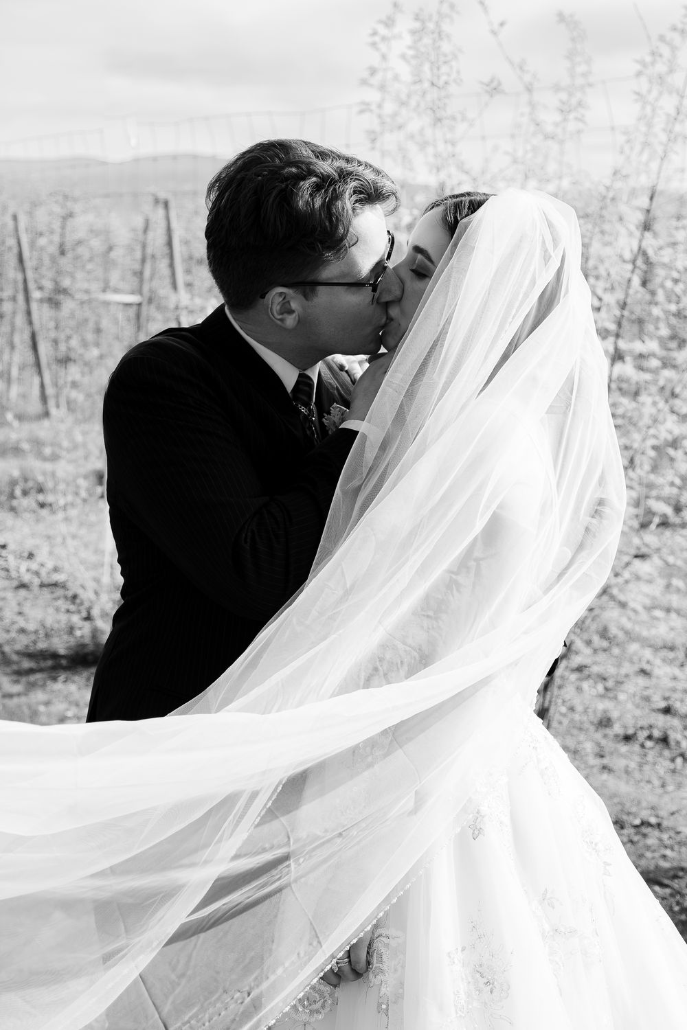 wedding portrait, black and white